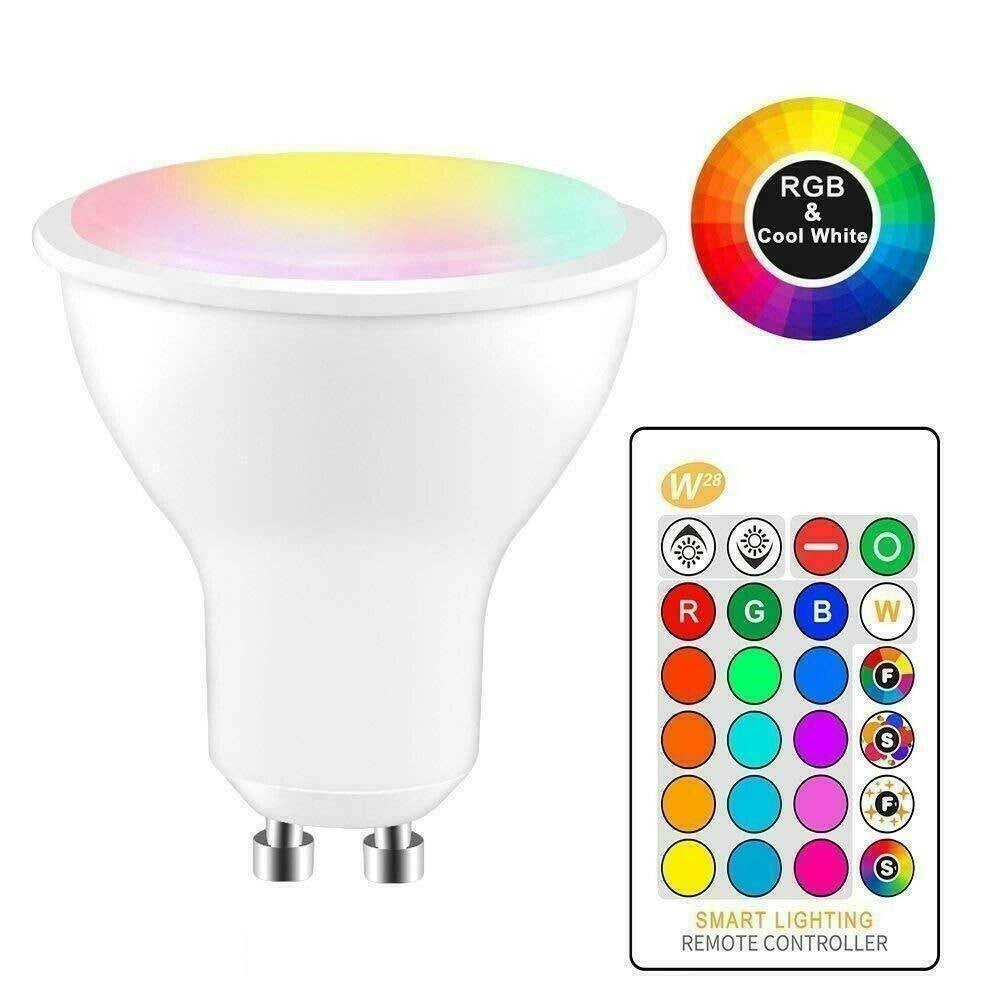 Trade Shop - Faretto Rgb+white 5w Gu10 Lampadina Led Cambiacolore Telecomando Cromoterapia -