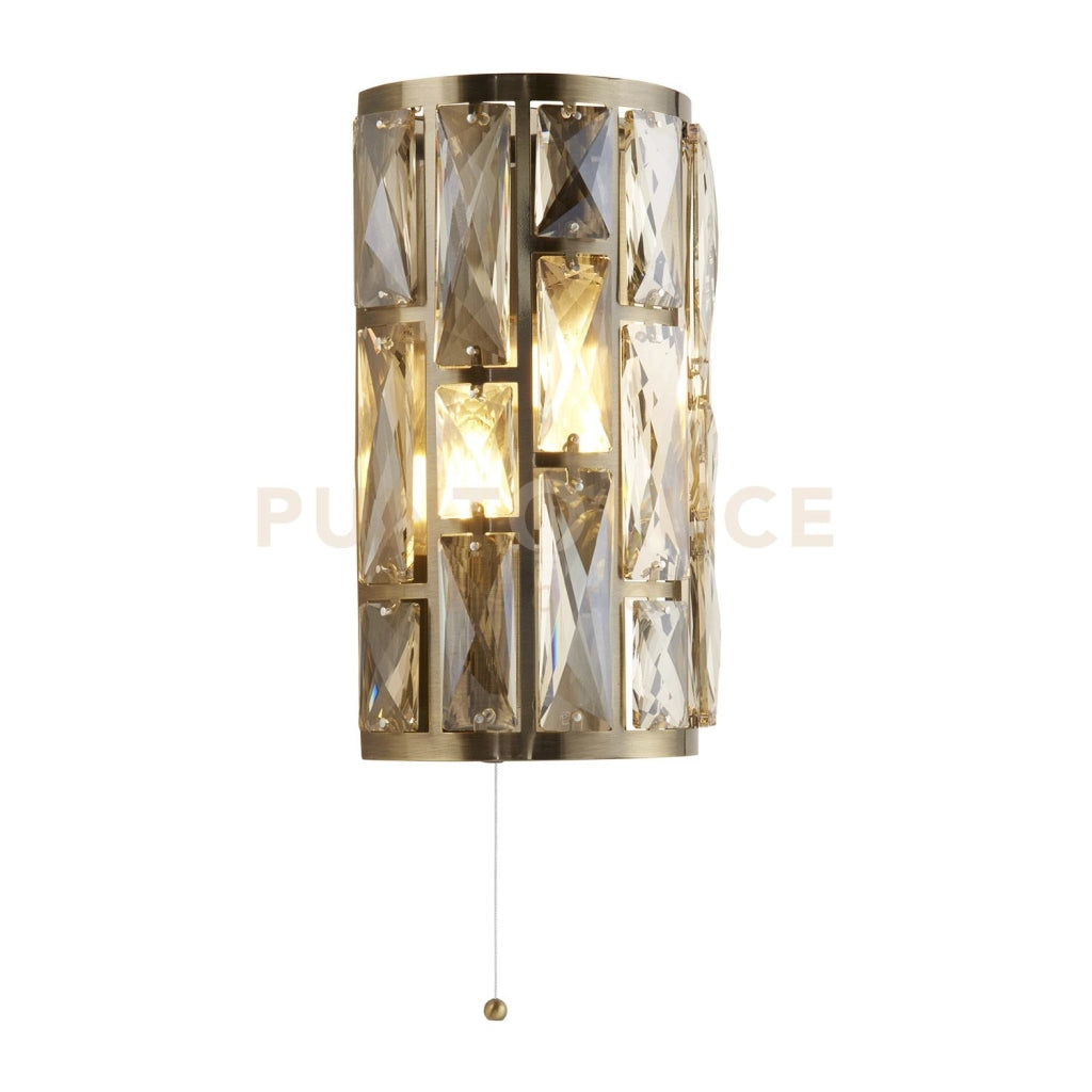Applique Bijou 2Lt - Metallo ottone anticato e vetro champagne