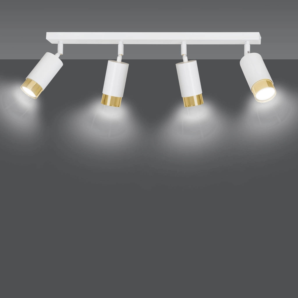Plafoniera Emibig Hiro 4 faretti GU10 bianco oro 60cm