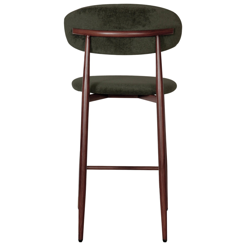 Set di 2 sgabelli da bar kaki e metallo effetto legno scuro SIMON