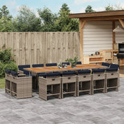 Set da Pranzo da Giardino 15 pz con Cuscini Grigio Polyrattan 3211238