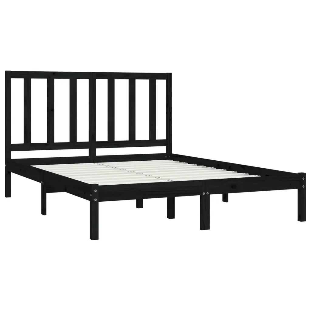 Giroletto Nero in Legno Massello di Pino 140x190 cm 3105144