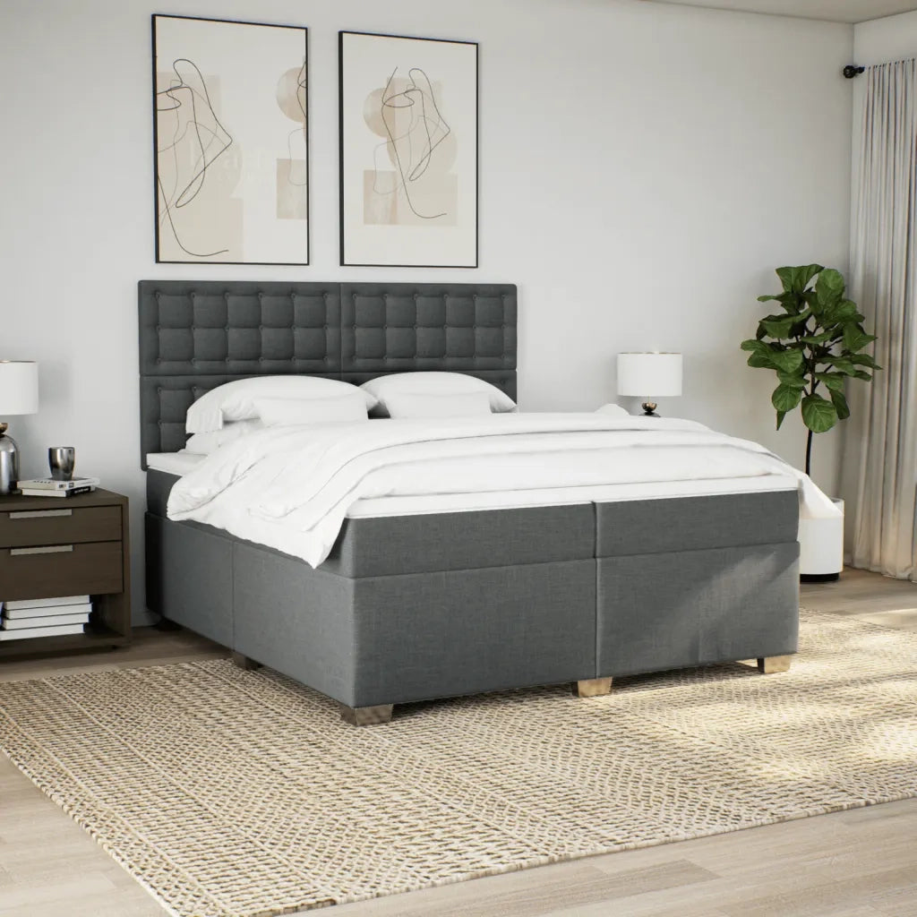 Giroletto a Molle con Materasso Grigio Scuro 200x200 cm Tessuto 3292910