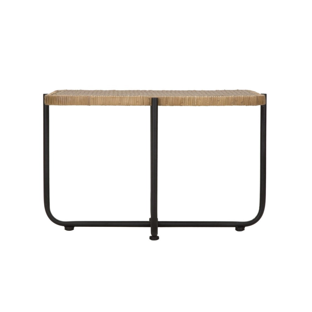 Tavolino da caffè Cebu in rattan e ferro nero — 75x55x46,5 cm