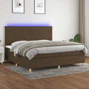 Letto a Molle Materasso e LED Marronescuro 200x200cm in Tessuto 3135624