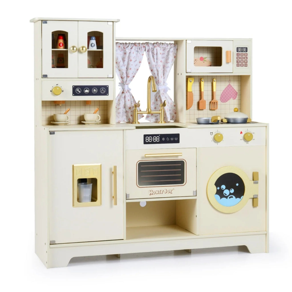 Cucina giocattolo in legno 95 x 32 x 96 cm 14 accessori gioco realistico design scandinavo legno di faggio beige 20_0018108