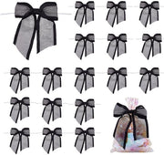 Decorazioni a strisce nere - 30 pezzi - Strisce di organza - Strisce di tessuto finito - Strisce nere - Decorazioni - 12,7 cm con bordi di seta - Strisce decorativi