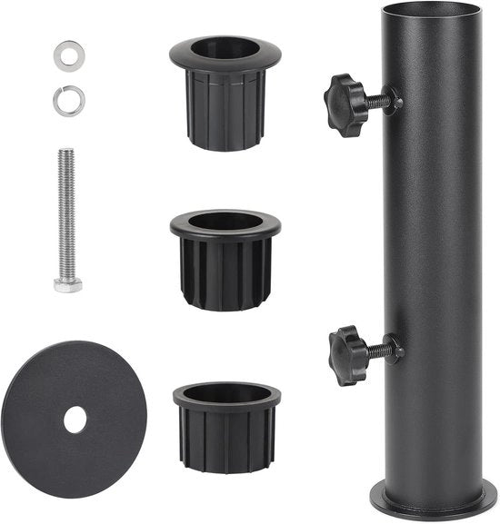 Parasolhouder Verstelbare con 3 riduzioni in nero, per tubi parasol di 28/38/48 mm