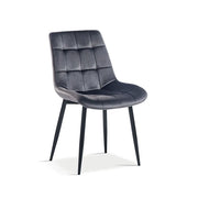 Sedia design KALI – Velluto taupe e gambe in metallo