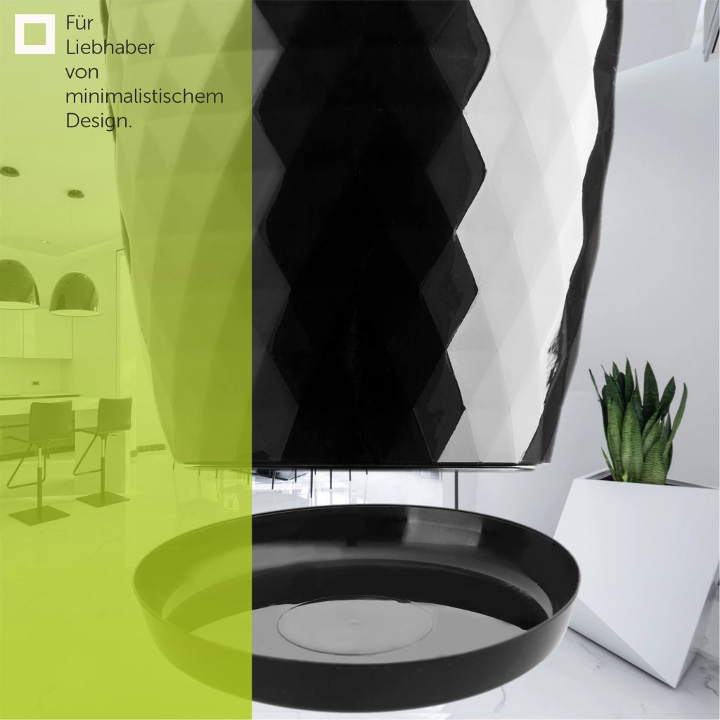 Vaso da fiori KADAX con supporto, coperchio rotondo, plastica, nero, 16 cm