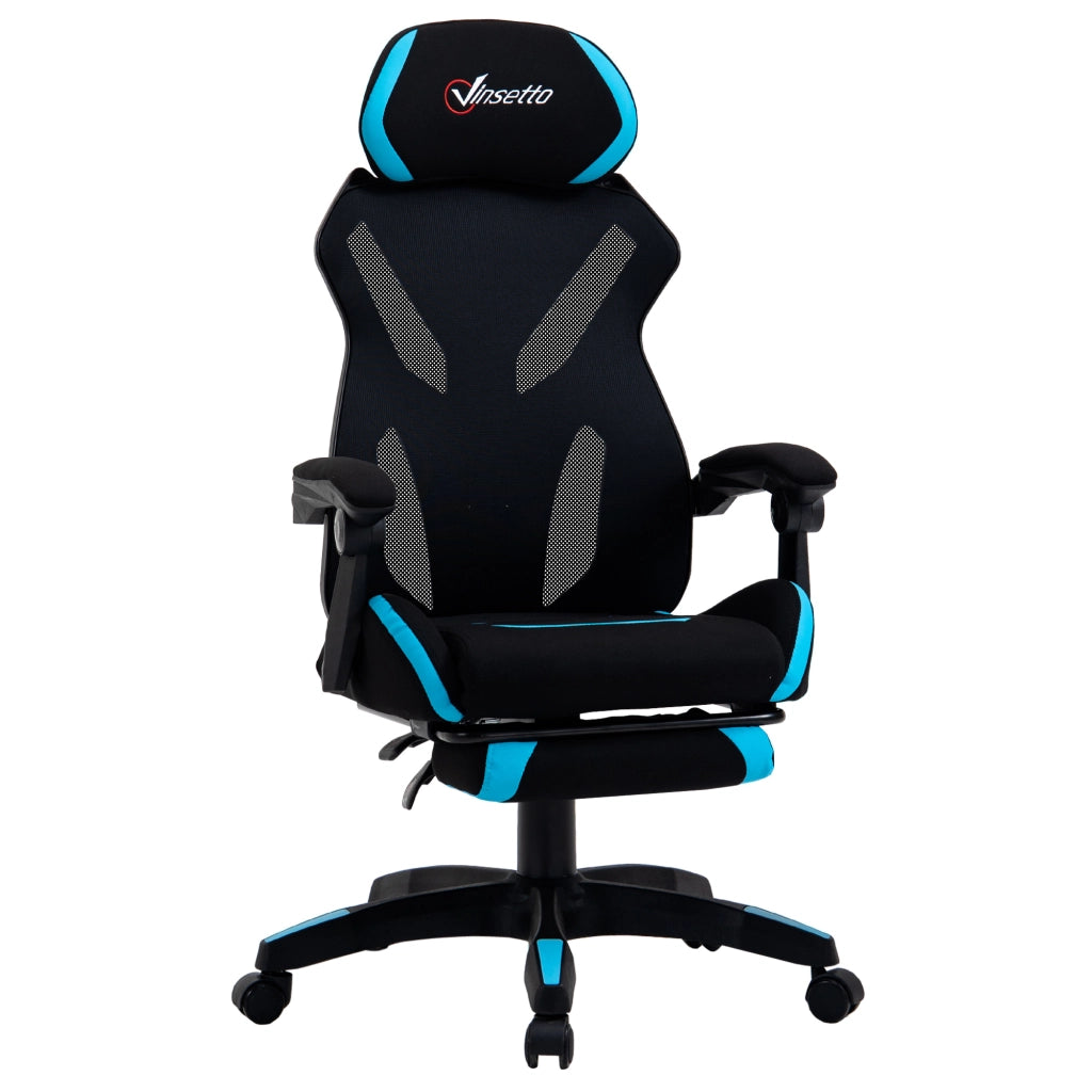 Sedia da Ufficio Ergonomica Gaming ¨C Xylo ¨C Tessuto Nero e Blu con Supporto Lombare, 65x65x119-129cm