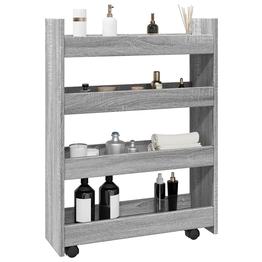 Carrello Stretto a 4 Livelli Grigio Sonoma in Truciolato 855264