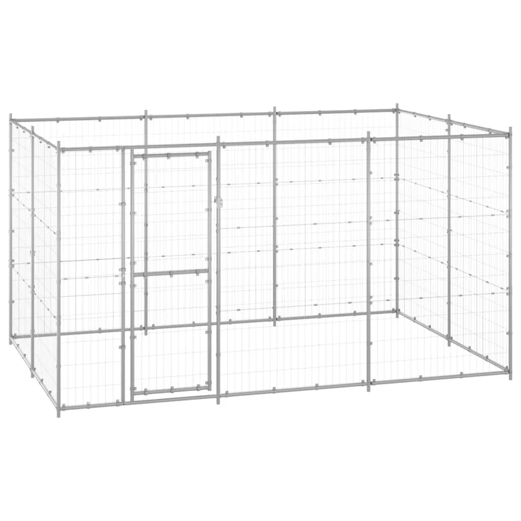 Cuccia da esterno gabbia recinto per animali box esterno per cani in acciaio zincato 7,26 m² 02_0000428