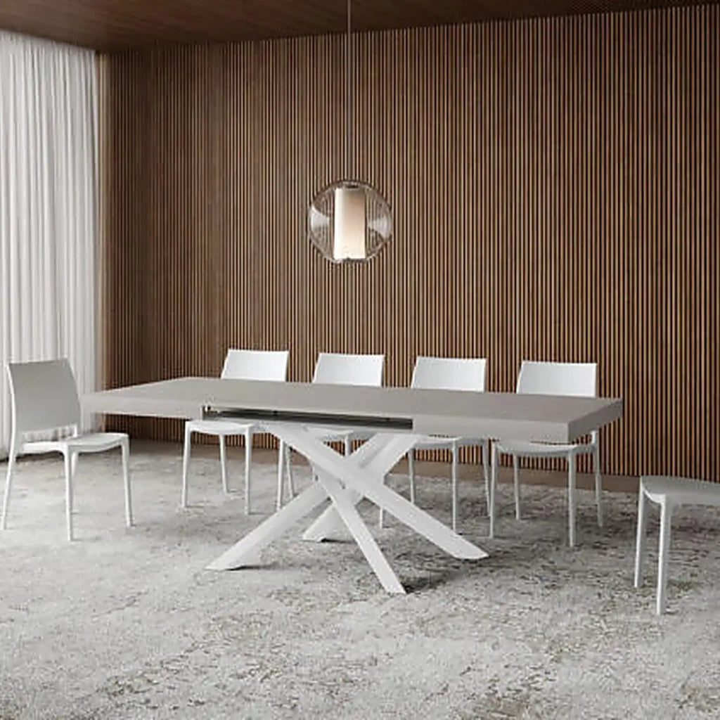 Tavolo allungabile 140/400x90 cm Volantis cashmere gambe bianche