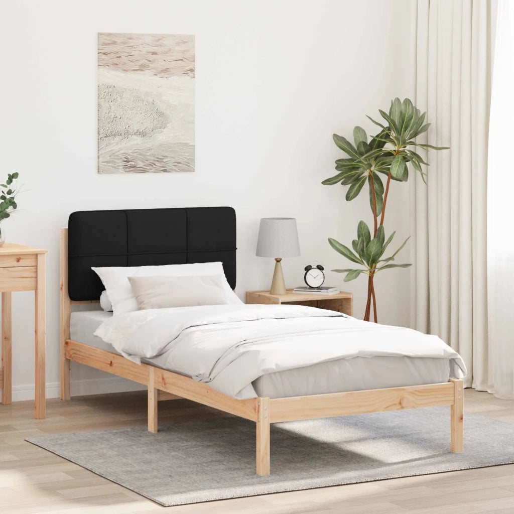 Letto con Testiera Rivestita Nero 90 x 200 cm Pino massello 878006