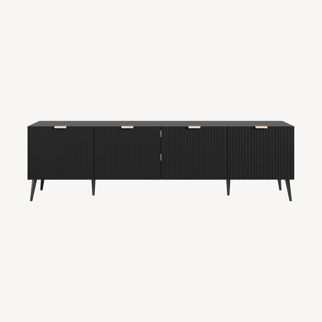 Mobile Porta TV Nand con Ante Decorative 180 x 35 x 51 cm - Nero [en.casa]