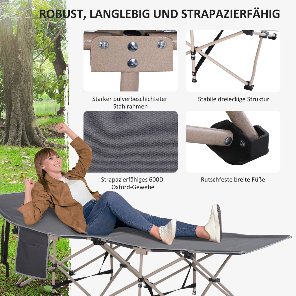 LETTO PIEGHEVOLE DA CAMPEGGIO 190x68x52 cm Grigio scuro in poliestere