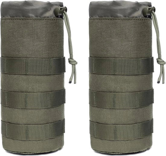 Sacchetto di contenimento tattico per bottiglie - contenitore per acqua per bottiglie militari - per escursioni in bicicletta - verde 2 pezzi