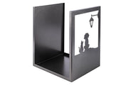 Portalegna per Camino in Ferro Verniciato 40,5x35,5x50cm Grigio Martellato