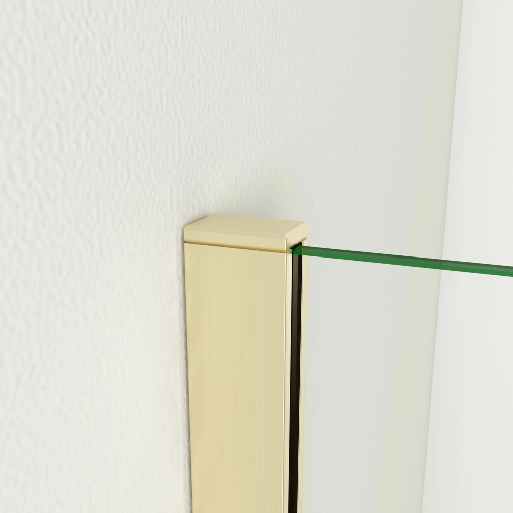 Box Doccia Walk In 100x200 cm Parete Fissa Vetro 8 mm Trasparente Anticalcare Oro Spazzolato