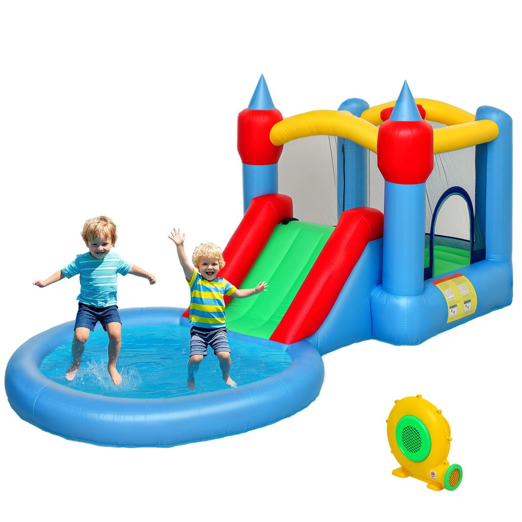Castello Gonfiabile Trampolino 4 in 1, Scivolo, 415x205x190cm, Multicolore