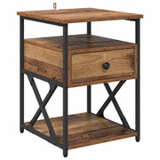 Comodino | Armadio da Notte | Mobiletto da notte con cassetto Legno vecchio 40 x 42 x 55 cm