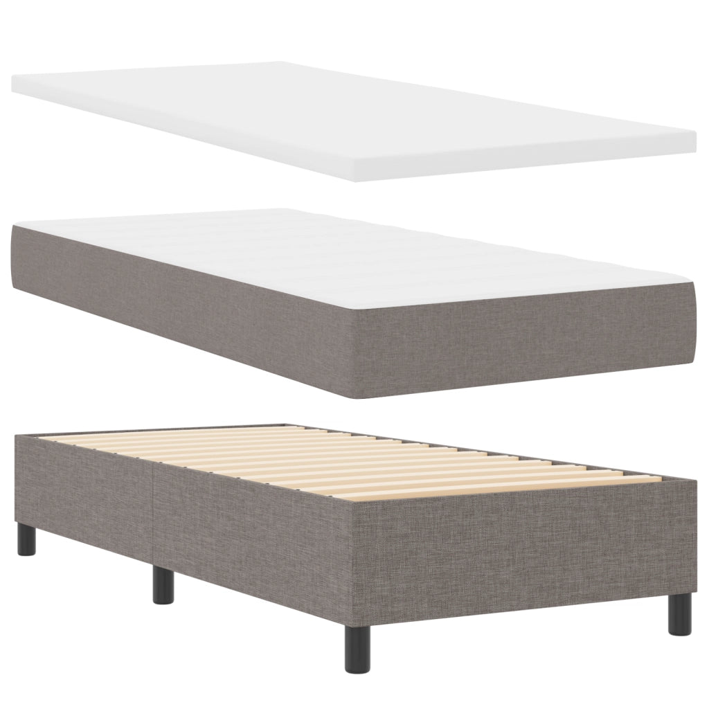 Letto Box Spring con Materasso Taupe 80x200 cm Tessuto