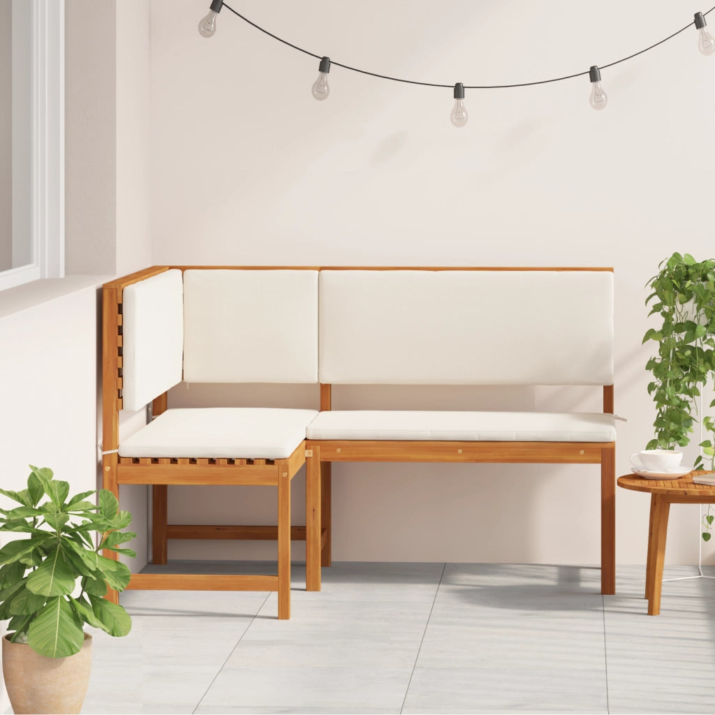 Panchina Angolare da Giardino  con Cuscini 140x100x91 cm in Legno Massello di Acacia
