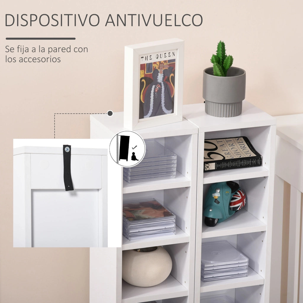 Libreria per CD DVD con 12 Scomparti Aggiustabile ¨C Zephmum ¨C Bianco 88x22x21 cm