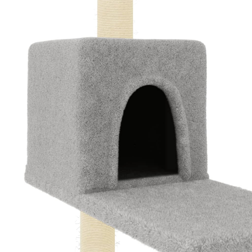 Tiragraffi per gatti torre per arrampicata giocattolo piattaforma per arrampicata con tiragraffi in sisal leggero 95 cm grigio 02_0022630