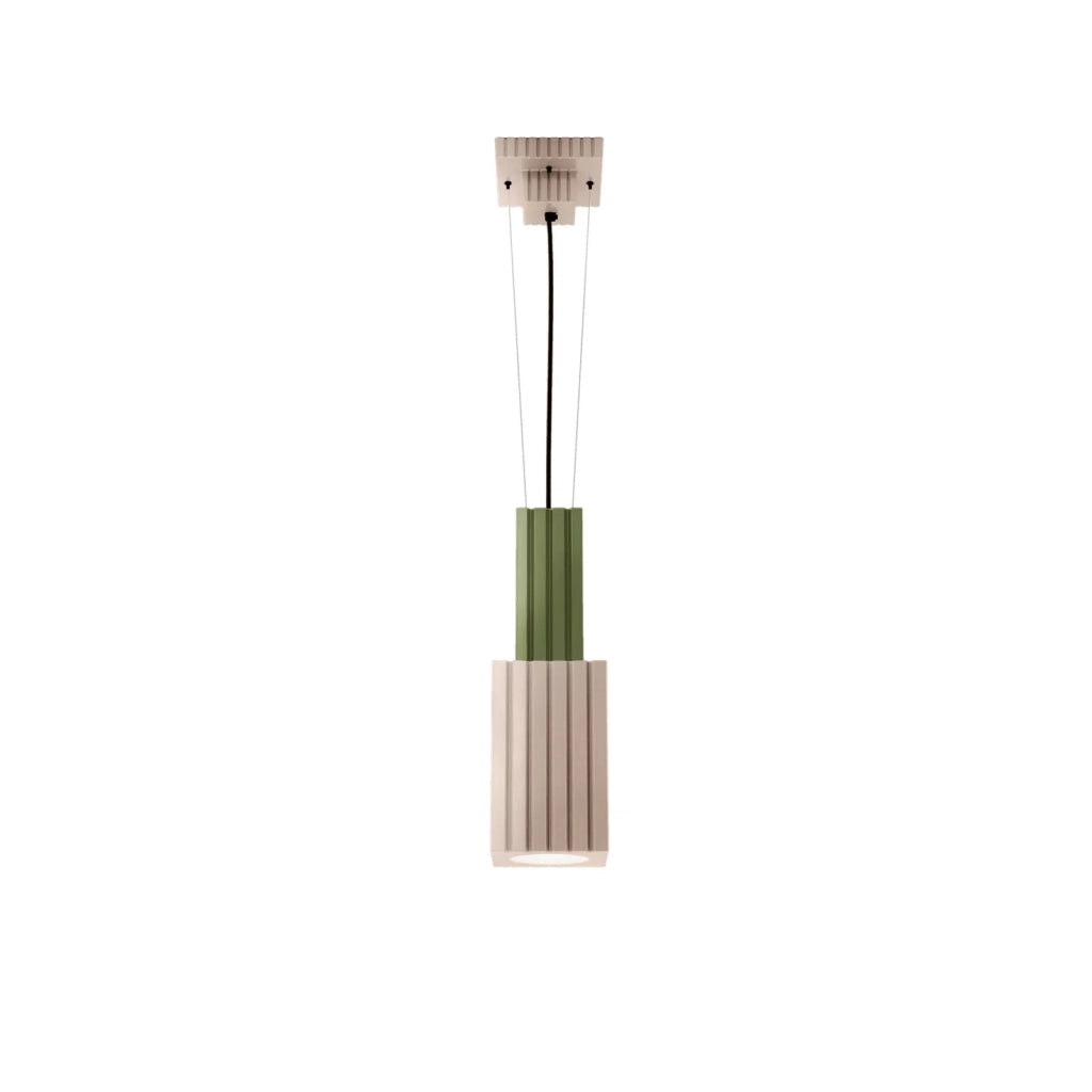 Sospensione Vintage Metra Ceramica Verde Salvia E Grigio Sabbia 1 Luce E27
