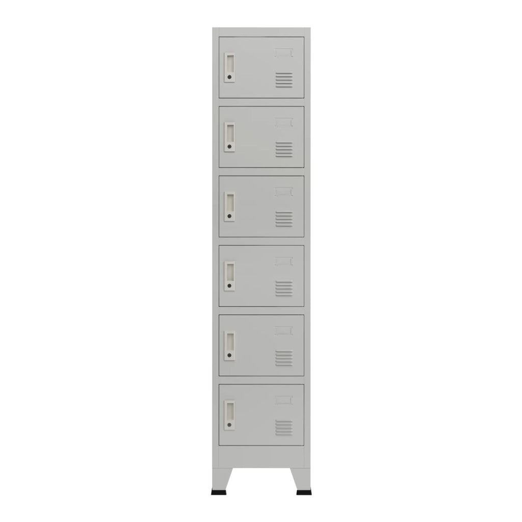 Armadietto per ufficio mobile contenitore per ufficio officina camera da letto metallo acciaio con 6 ante in acciaio laccato 180 x 38 x 45 cm grigio 03_0006350