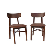 Set di 2 sedie in legno di hevea e similpelle, noce