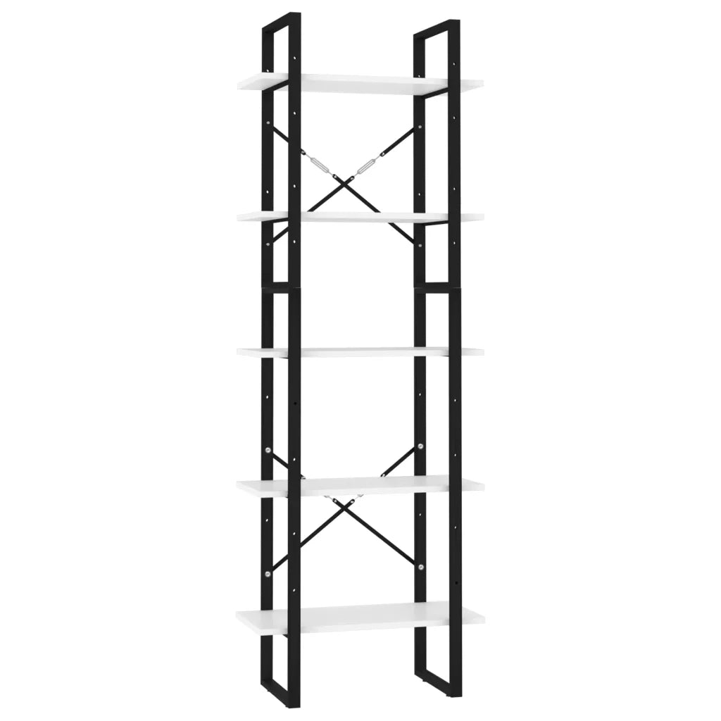 Libreria a 5 Ripiani-Scaffale per Libri-Mobile di Stoccaggio Bianca 60x30x175 cm in Legno Multistrato