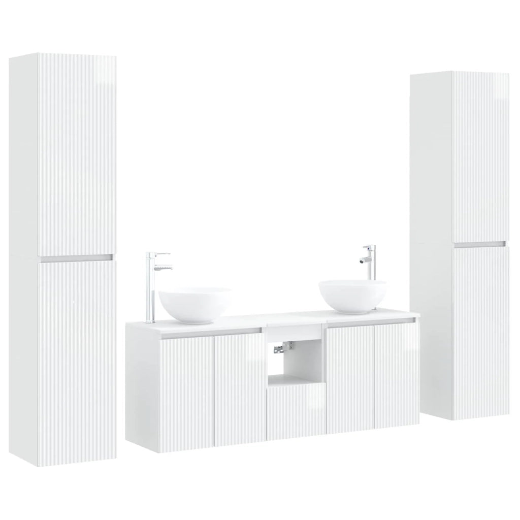 Set di mobili per il bagno 5 pz Bianco Lucido 3406027