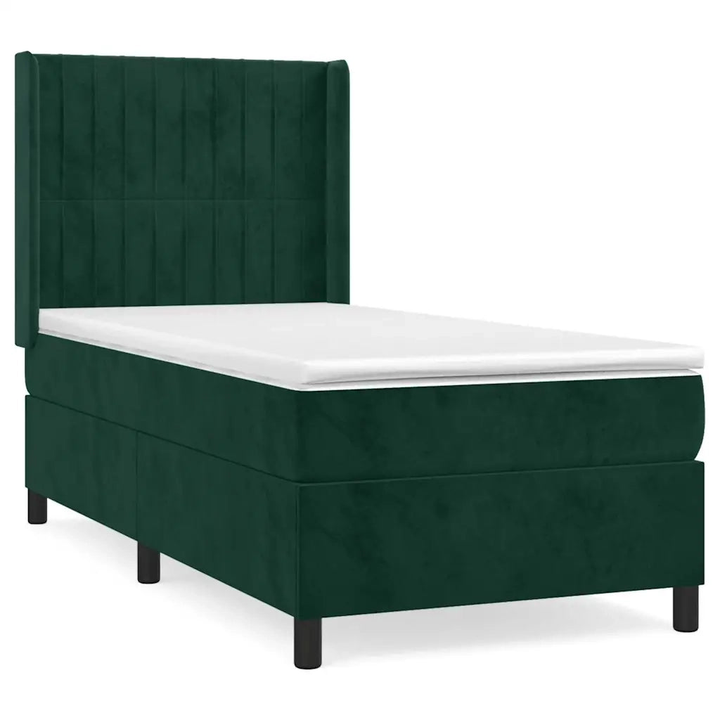 Giroletto a Molle con Materasso Verde Scuro 90x190 cm Velluto 3132774