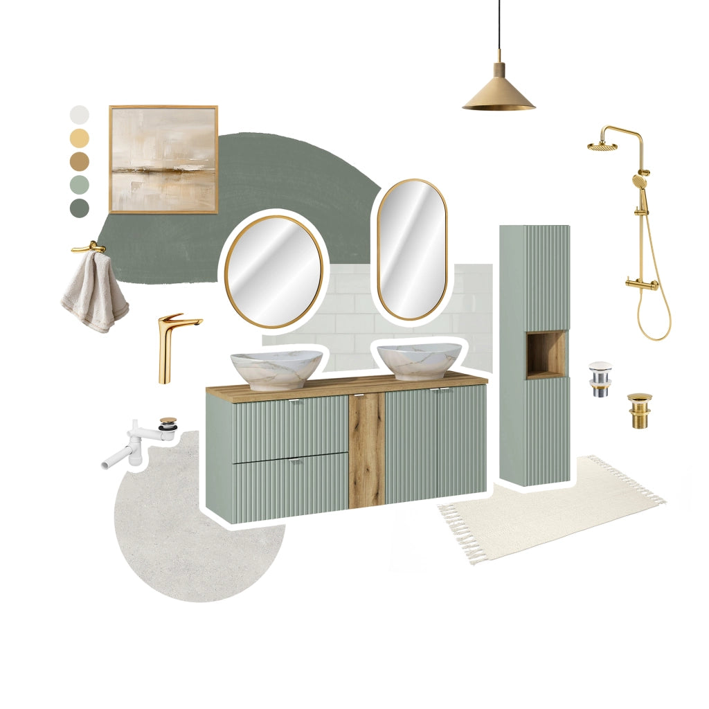 Set mobili bagno 60 cm con piano Line Reed Green 60 cm