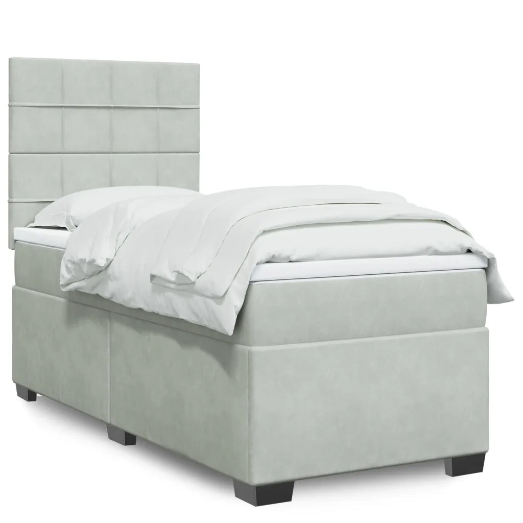 Giroletto a Molle con Materasso Grigio Chiaro 100x200cm Velluto 3290834