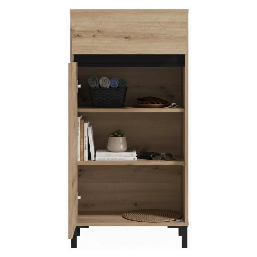Pollenza, Mobile da Ingresso un Cassetto, 54.5x40x109.5h cm Marrone Rovere Nodi