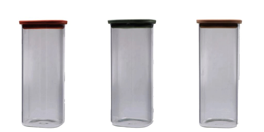 1 Pezzo Barattolo da Cucina in Vetro Borsilicato 26 x 11 x 11 cm 3 Colori