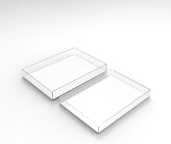Piatti da servizio - 2 pezzi - acrilico trasparente con maniglie - piatto di servizio in plastica - piatto da tavola per la cucina - piatto da servizio per gioielli - piatto da servizio per chiavi - piatti da cucina - piatti da bagno - piatti da cosmetica