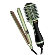 Trade Shop - Set Piastra + Spazzola Rotante Ioni 2in1 Professionale Per Styling Capelli Multifunzione -