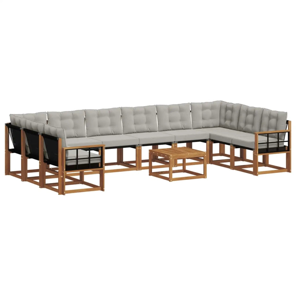 Set di divani da esterno 11 pcs Grigio Naturale e Chiaro 3369126