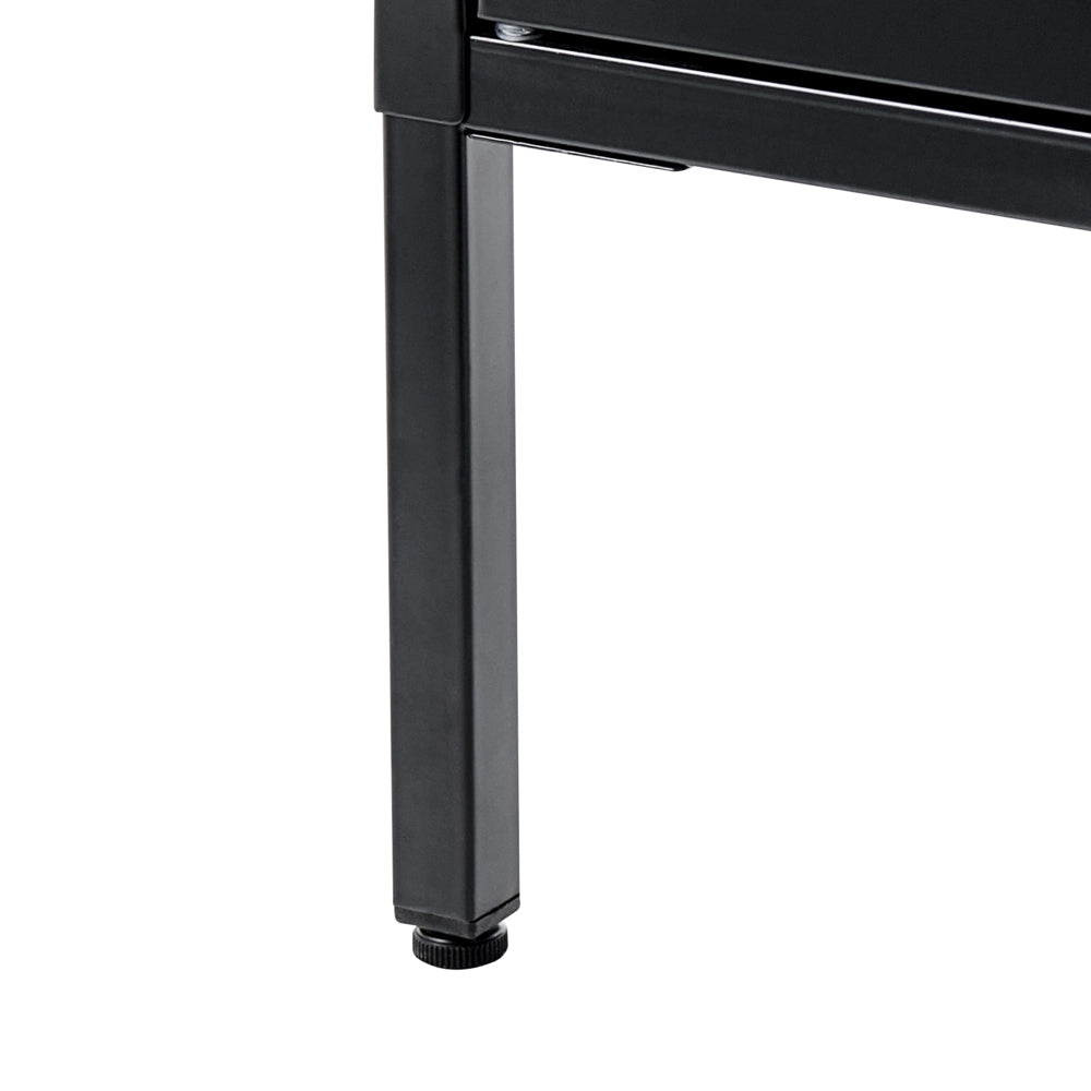 Vetrina moderna in acciaio nero e ante in vetro 176 cm stile contemporaneo industriale sala da pranzo soggiorno