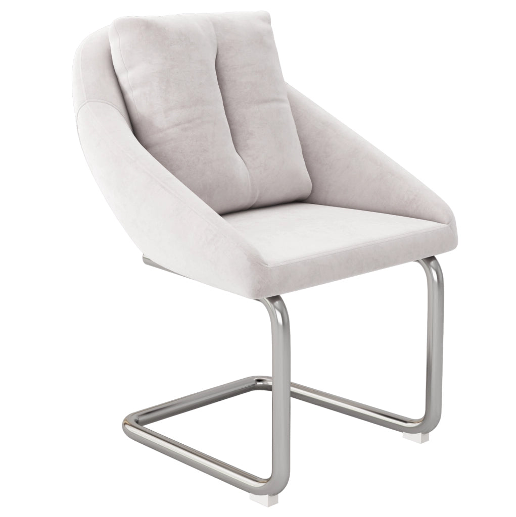Set di 2 sedie imbottite in velluto beige con struttura in metallo