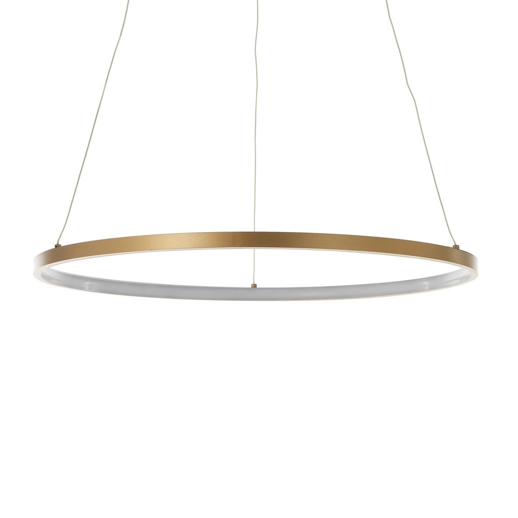 Lampadario ad anello in allumino oro satinato cm. H.92  x Ø.60