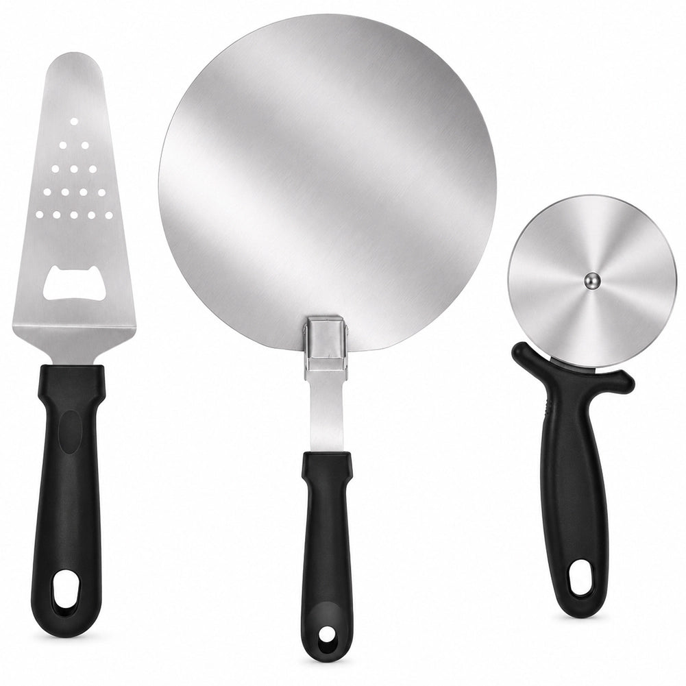 Set 3 Pezzi Accessori Pizza Spatola Pala e Taglierina Apribottiglie Integrato
