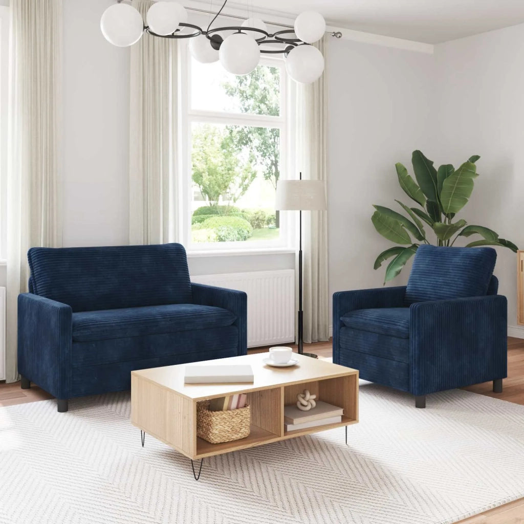 Set di divani 2 pcs Blu navy Poliestere