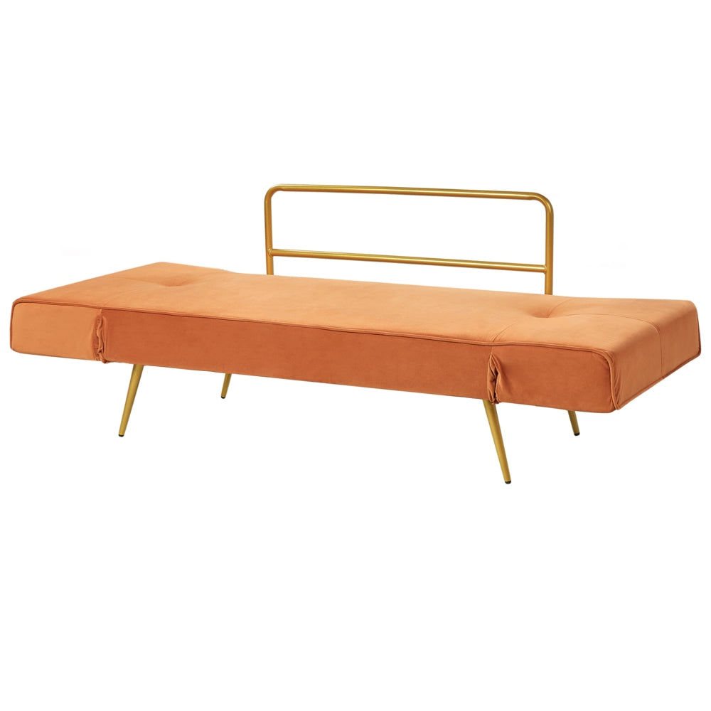 Divano letto in velluto Arancione Braccioli regolabili Soggiorno Letto Minimalista