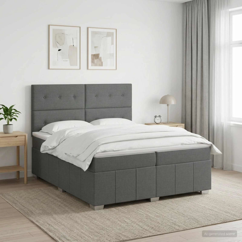 Letto box spring con materasso Grigio Scuro 200 x 200 cm 3454219